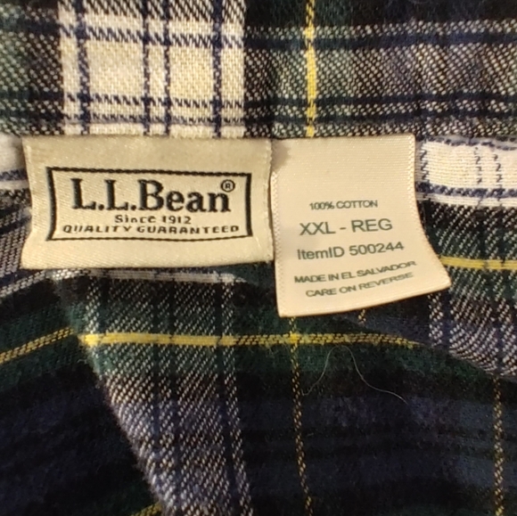L.L. Bean Vintage XXL Mens Sleep Shirt Scotch Plaid Button Down - Picture 3 of 10
